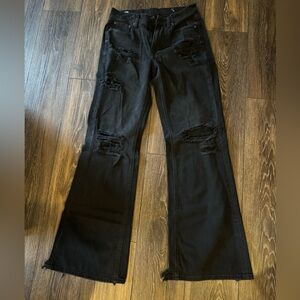 American Eagle black low rise baggie flare 4L